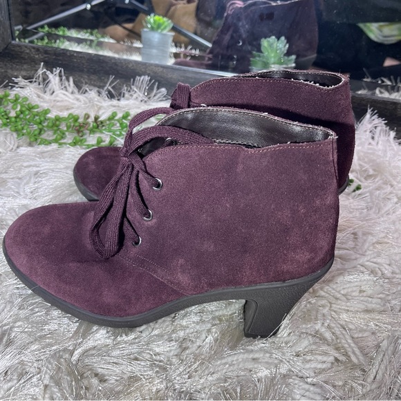 Aerosoles Ruffalo Suede Lace Up Bootie - EGGPLANT PURPLE - Size 8M - Picture 8 of 16